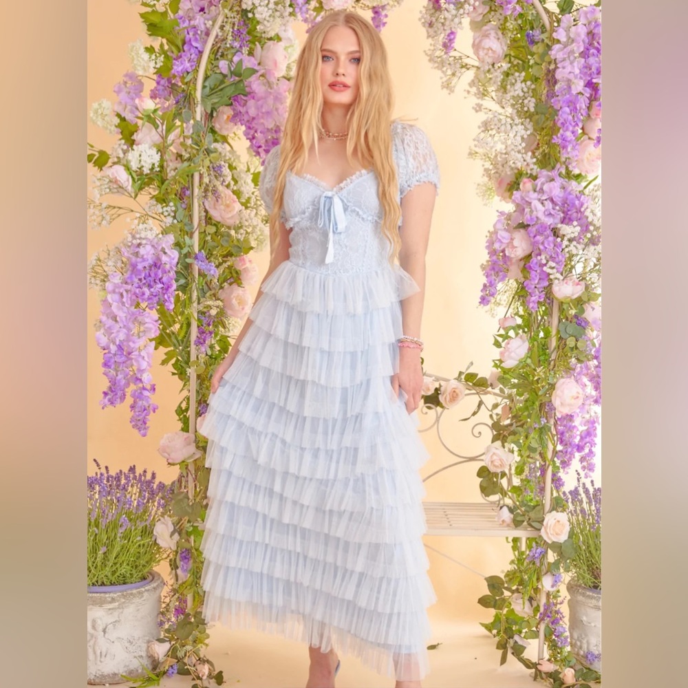 New Amy Jane London Sofia Maxi Dress. Size 4 powder blue color.